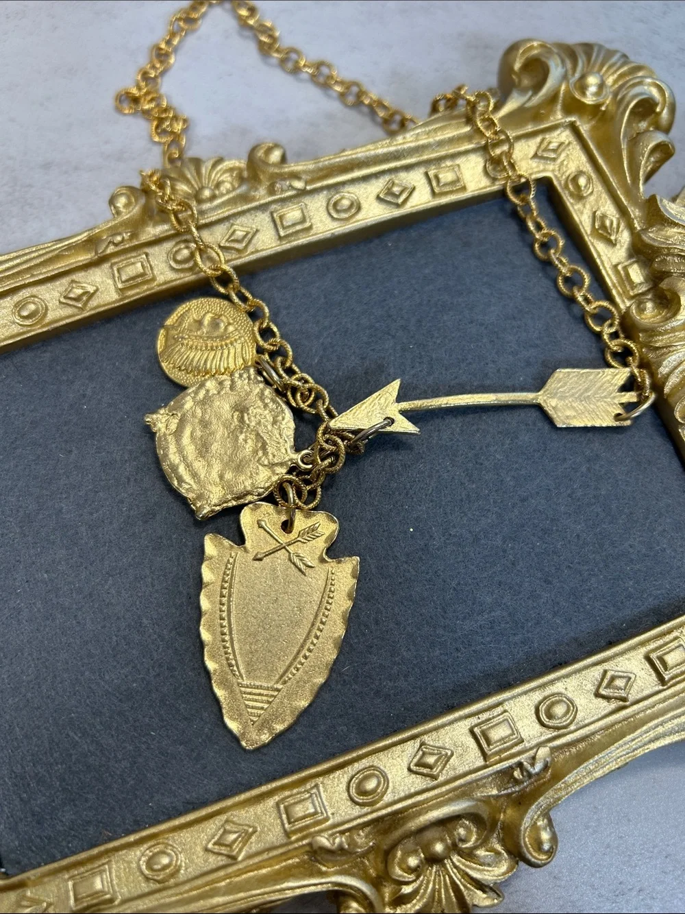 Susan Shaw Gold Charm Medallion Long Necklace - Women Jewelry